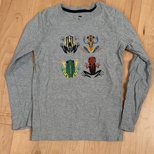 Tea Gray Long Sleeve Tee with Colorful Frog Prints sz 10